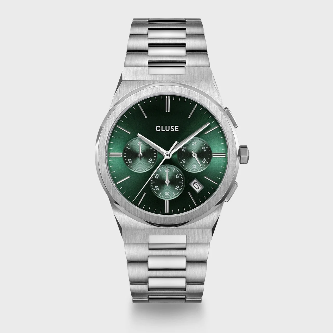 CLUSE Vigoureux Chrono Watch Steel, Green, Silver Colour CW20803 40 mm kol saati