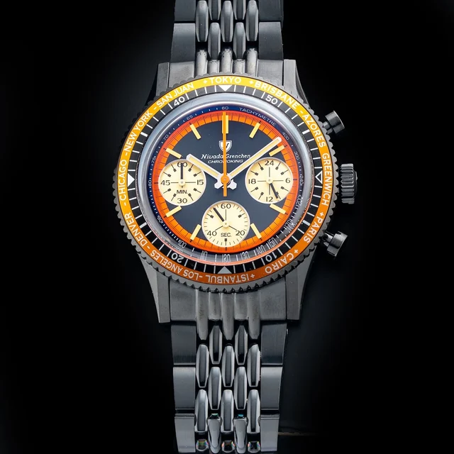 Nivada Grenchen Chronoking Mecaquartz Black 210009N35228 kol saati