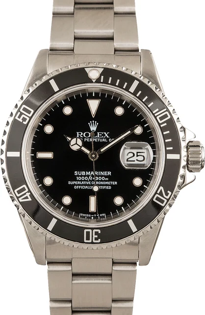 Rolex Authentic Black Submariner 16610 16610LN kol saati