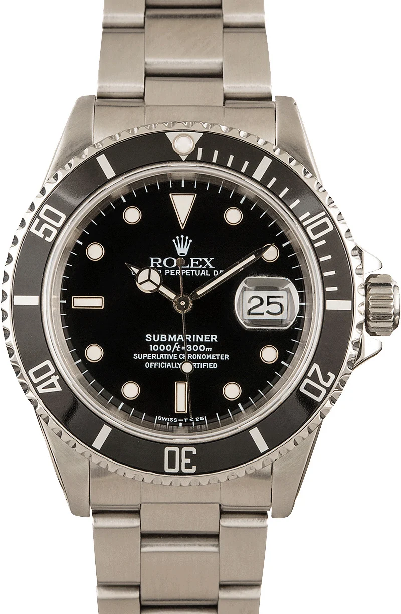 Rolex Authentic Black Submariner 16610 16610LN 40 mm kol saati