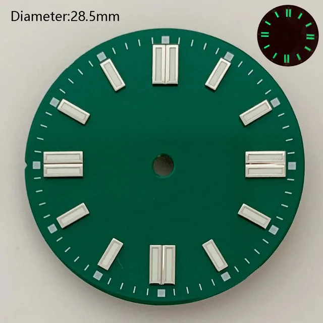 Tandorio double bar watch dial luminous grass green red dark blue yellow dial for NH35 aut