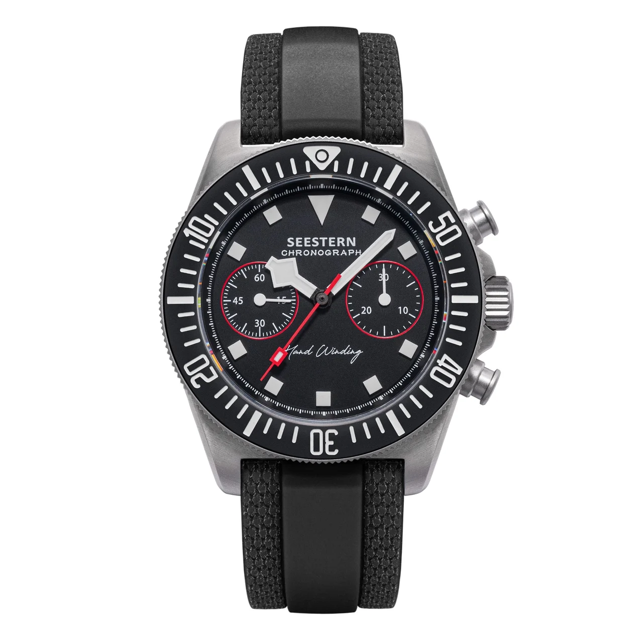 Sugess Seestern Chrono S443 Chronograph Black Dial ST19 Movement Lu 40 mm kol saati