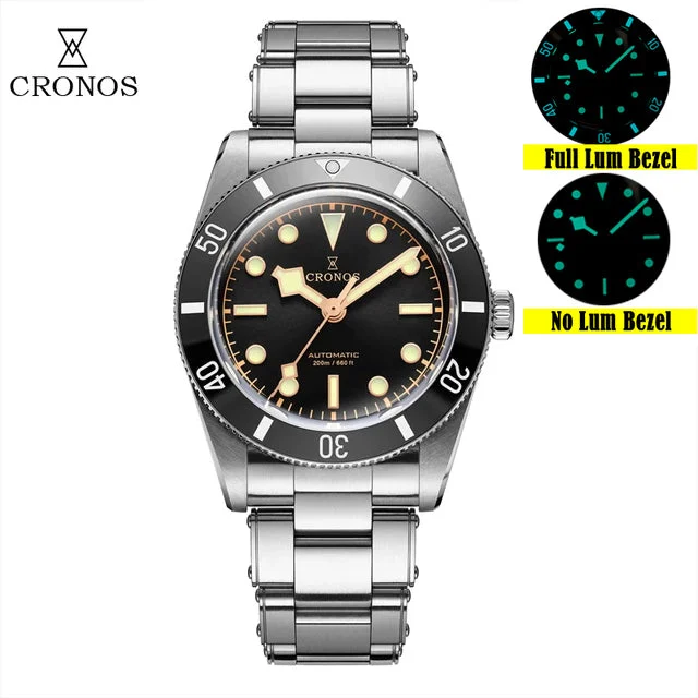 Cronos Watch Store Cronos 37mm BB54 Vintage Diver Automatic Watches L6024 V3 普光PT915 37 mm kol saati