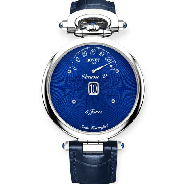 Bovet Virtuoso V White Gold 43.5mm Blue Guilloche Pre-Owned Bovet Virtuoso V White Gold 43