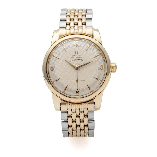 OMEGA OMEGA, REF. 2857, SEAMASTER, TWO- TONE HONEYCOMB DIAL, GOLD PLATED kol saati