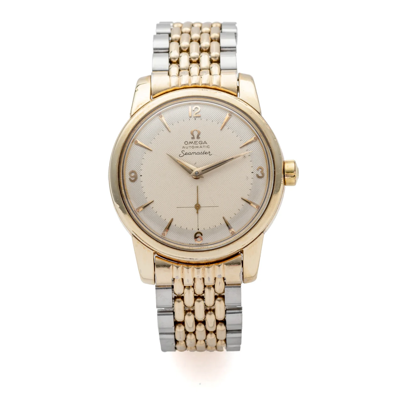 OMEGA OMEGA, REF. 2857, SEAMASTER, TWO- TONE HONEYCOMB DIAL, GOLD PLATED kol saati