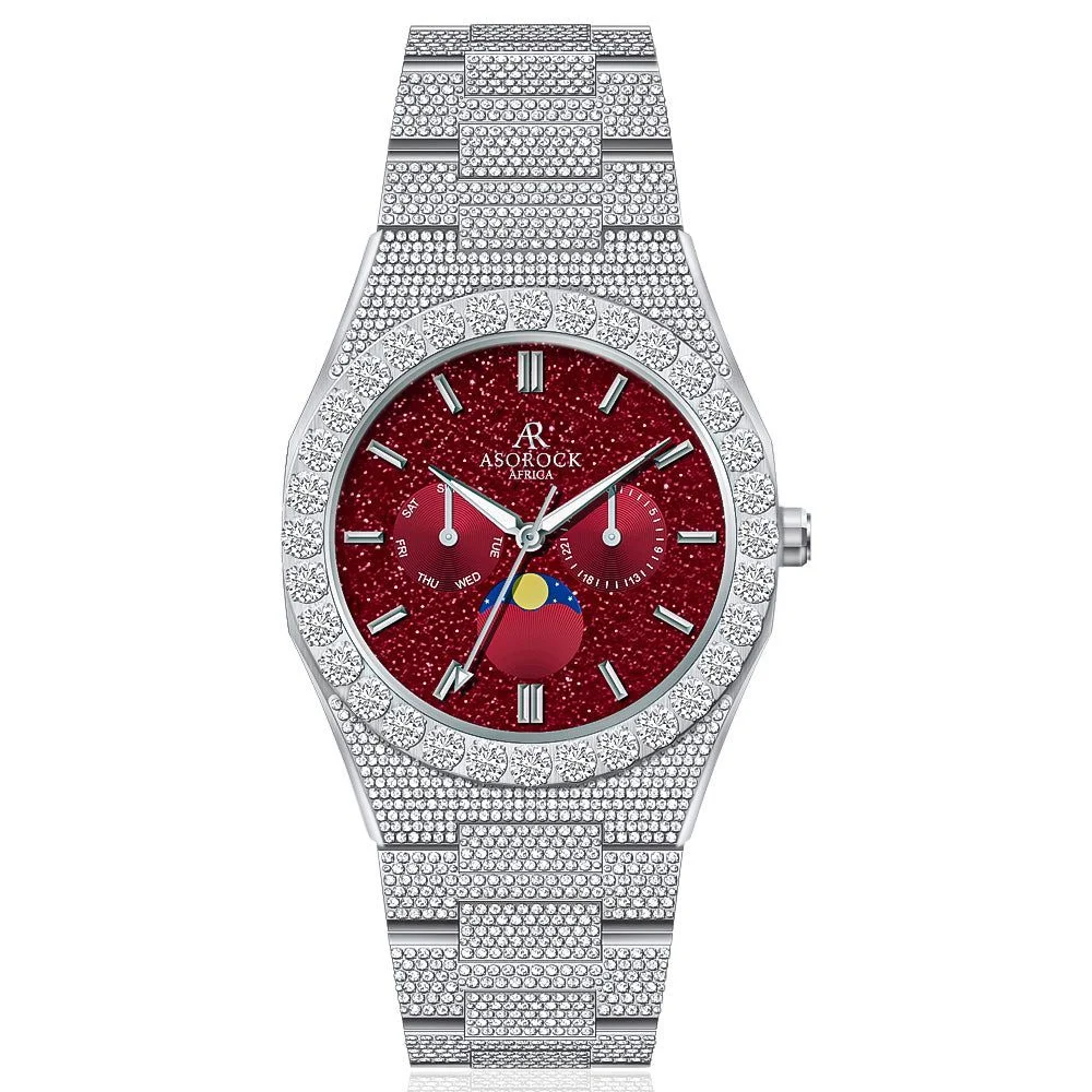 ASOROCK WATCHES Iced transporter - Big diamond bezel - Fully iced strap 40 mm kol saati