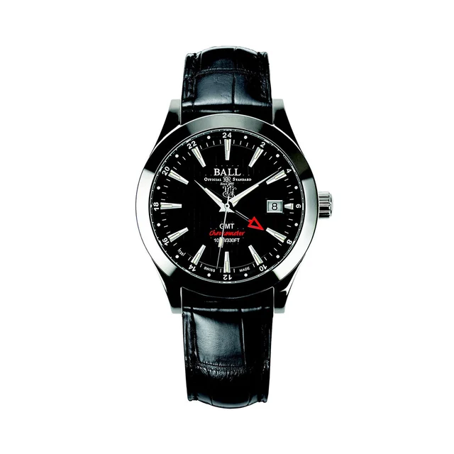 BALL Watch Engineer II Red Label GMT 40mm - Black on Leather Strap GM2026C-LCJ-BK kol saat