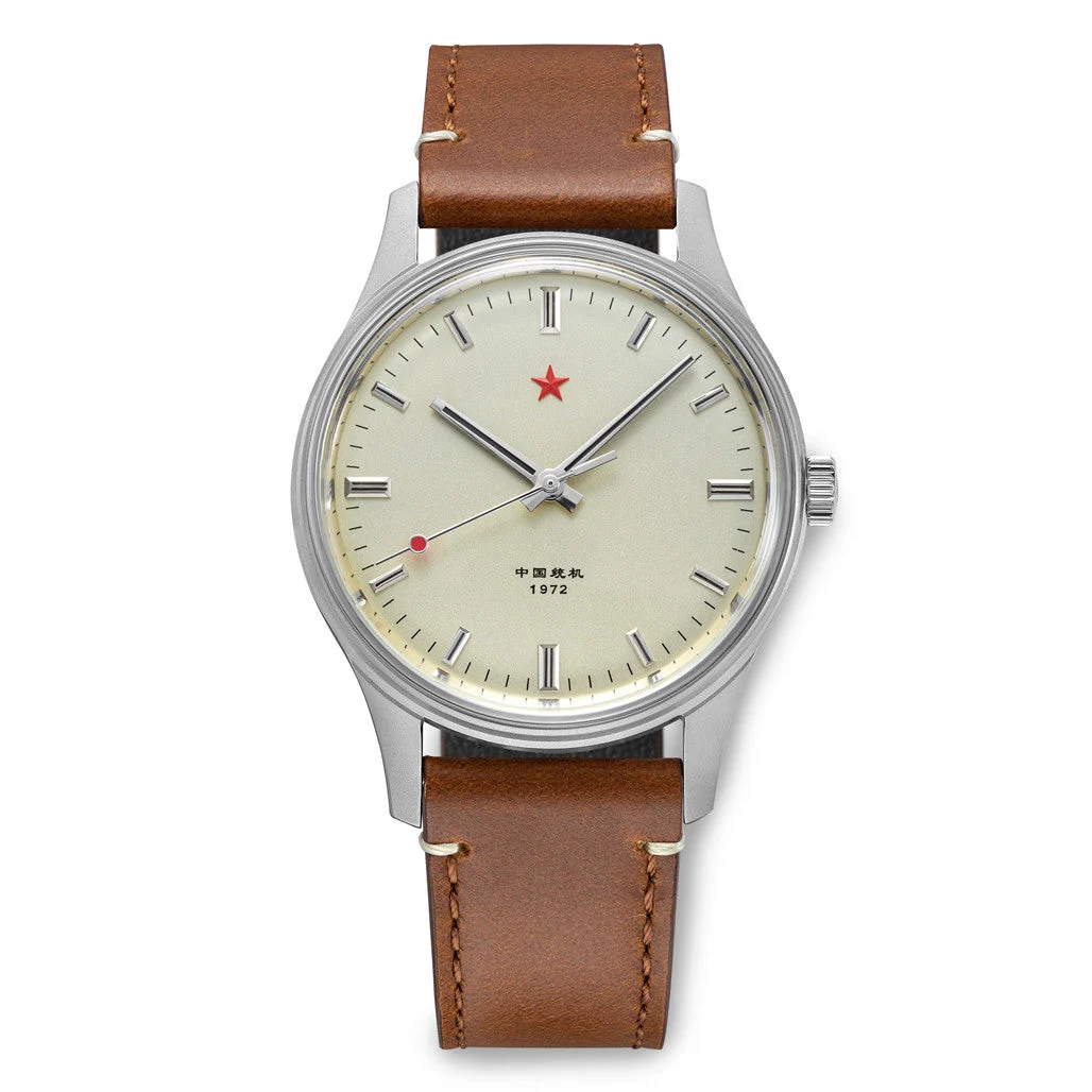 Red Star Dress Watch with Cream Dial and Mechanical Movement #8598-C kol saati