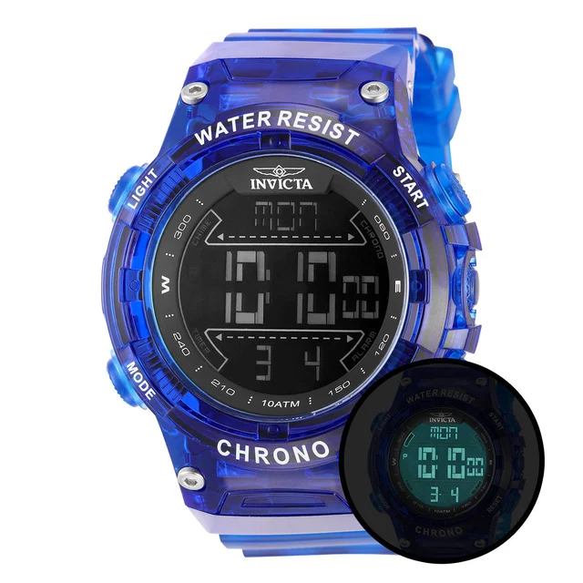 Invicta Racing Burnout Digital Watch - 52mm. Transparent, Blue (49048) kol saati