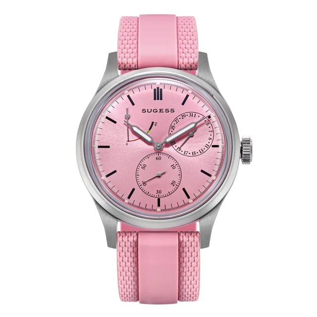 Sugess Pink Dial Stainless-Steel Automatic Rubber Band S458 Pink Dial Stainless-Steel Auto