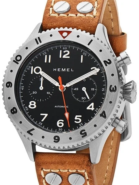 Hemel Automatic Chronograph Watch with GMT Bezel and Sapphire Crystal #HFT20-NE2 42 mm kol saati