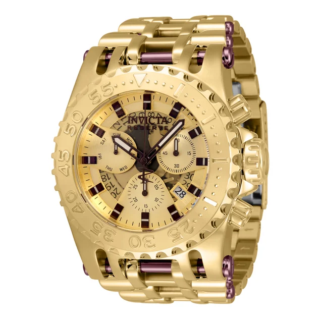 Invicta Reserve Chaos Swiss Ronda Z60 Caliber Watch - 50mm, Gold, Brown (34608) kol saati
