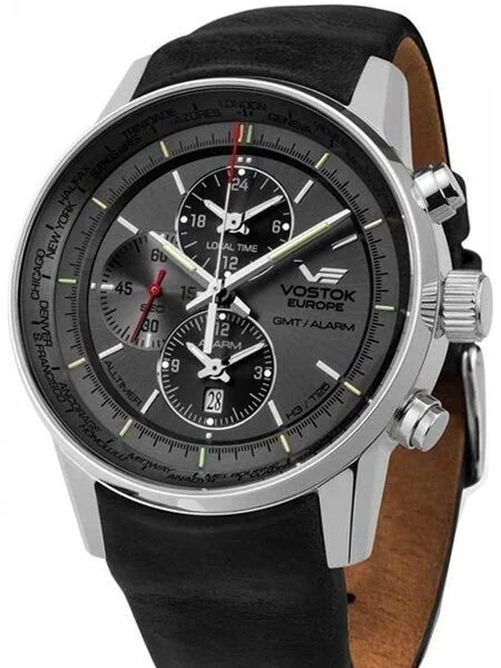 Vostok Europe Vostok-Europe Gaz-Limo World-Time GMT Watch with Alarm #565A291 kol saati