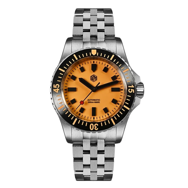 San Martin Hardened Full-Lume Dive Watch SN0012-GB- 黑 kol saati