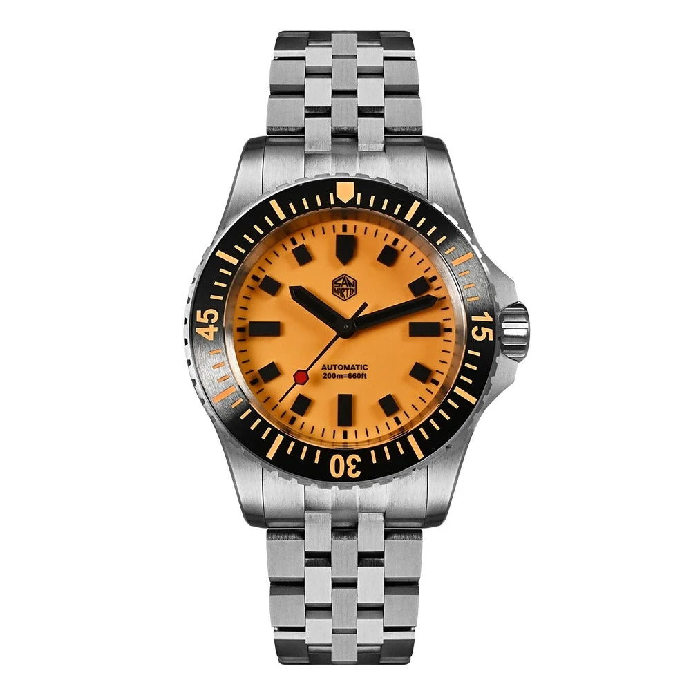 San Martin Hardened Full-Lume Dive Watch SN0012-GB- 黑 48.5 mm kol saati