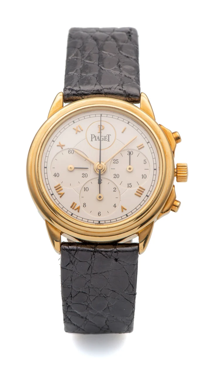 Piaget Ref. 15978, chronograph, minute and hour counters; “Gouverneur”; 18K yellow gold kol saati