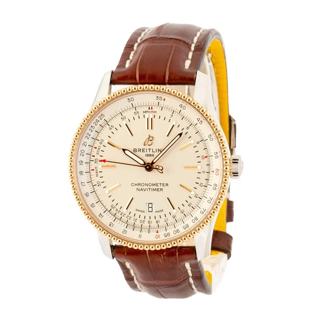 Breitling Navitimer Automatic 41 Steel on Leather Silver Dial U17326211G1P2 kol saati