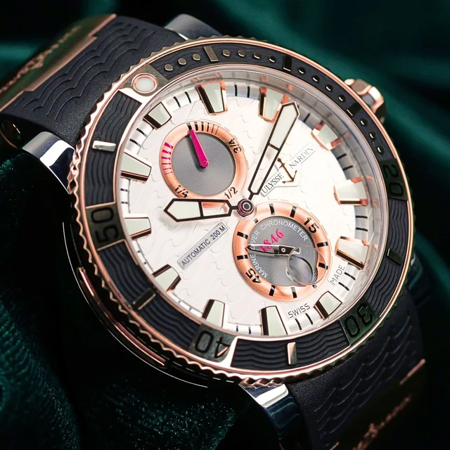 Ulysse Nardin Maxi Marine Diver Silver Wave Dial Black Rubbe kol saati