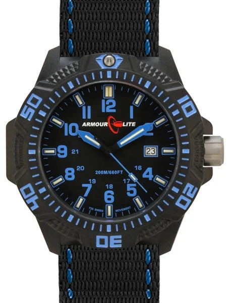 Armourlite Caliber Series Black Dial Watch with Tritium Illumination and Sapphire Crystal #AL601 47 mm kol saati