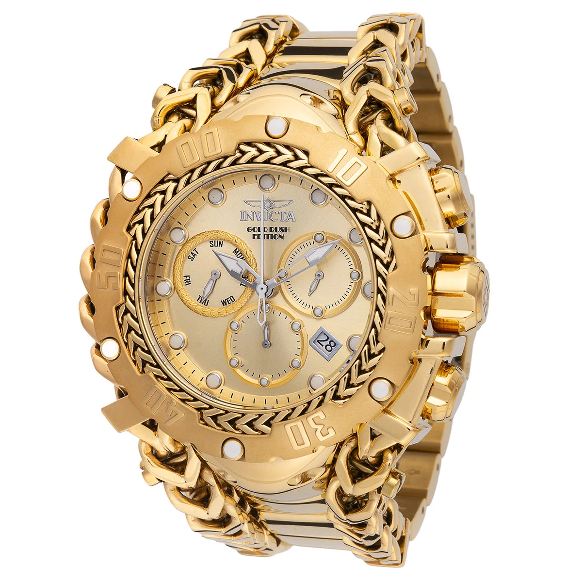 Invicta Gladiator Swiss Ronda Z60 Caliber Watch - 58.3mm, Gold (48610) kol saati