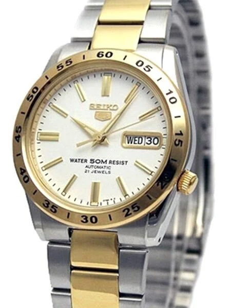 Seiko Scratch and Dent - 5 Automatic Two-Tone Watch with Stainless Steel Bracelet #SNKE04K