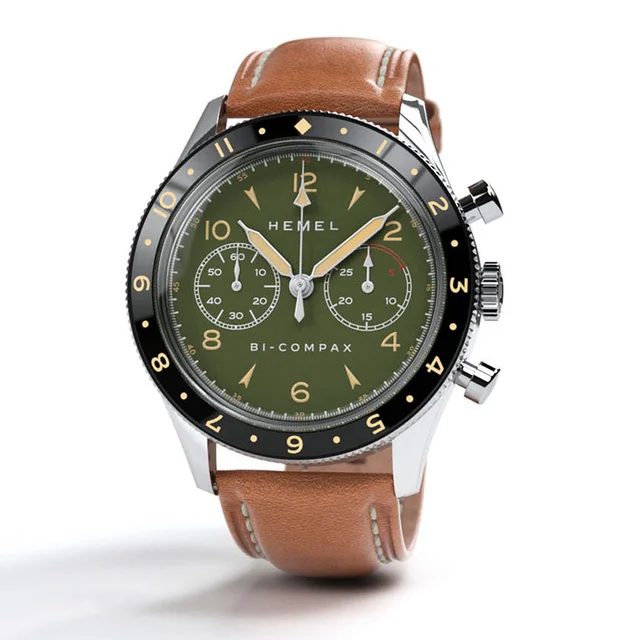 Hemel Air Wing Mechanical Chronograph with Dual-Time Bezel and DD Sapphire Crystal #HF19OL