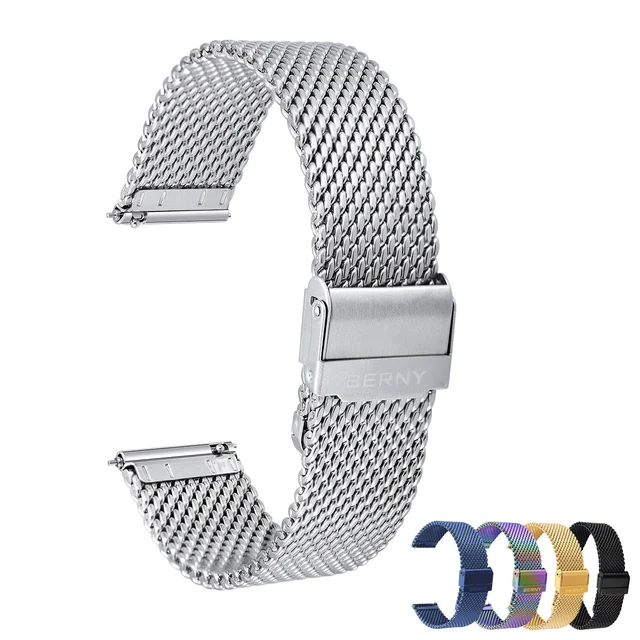 BERNY Stainless Steel Quick Release Mesh Strap MS18-SSRW-DHSS kol saati