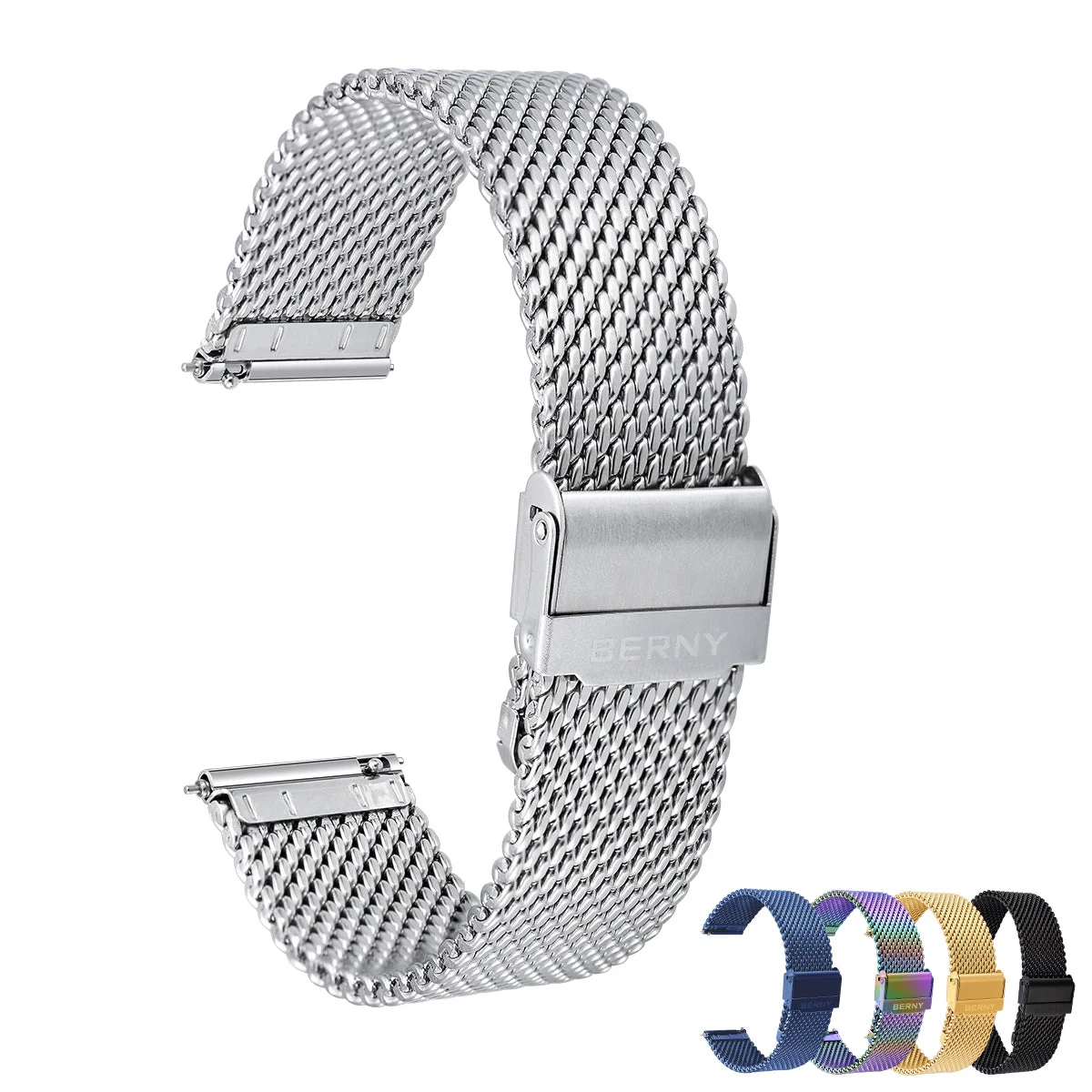 BERNY Stainless Steel Quick Release Mesh Strap MS18-SSRW-DHSS kol saati