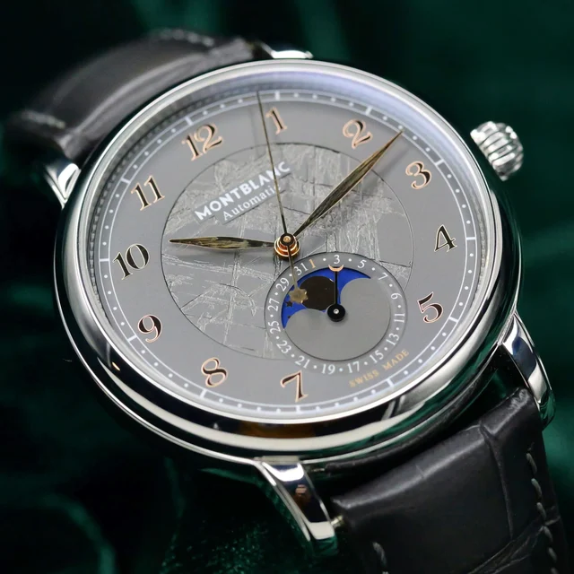 Montblanc Star Legacy Moonphase Grey Dial Grey Leather Brace kol saati