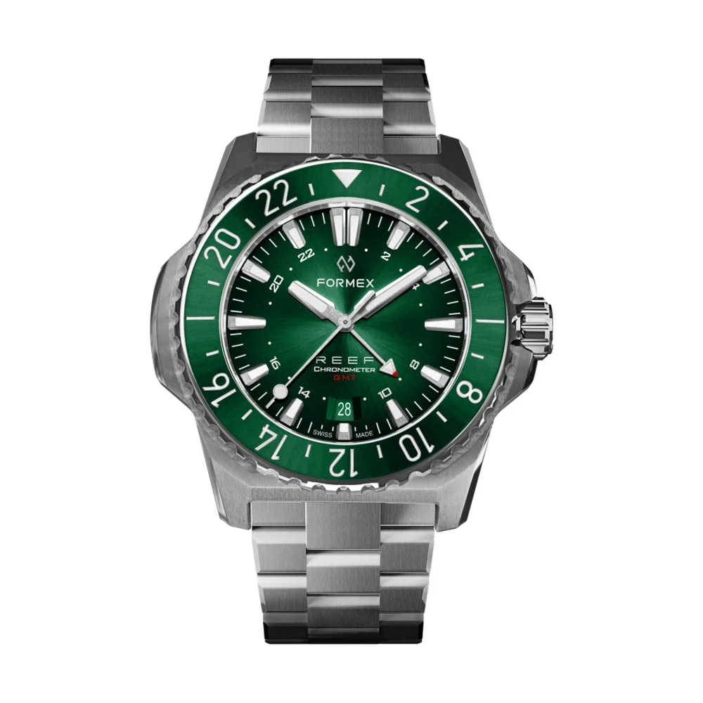 Formex REEF Automatic GMT COSC 300M Green Bezel 42mm - Green on Bracelet 2202.1.5300.100 42 mm kol saati