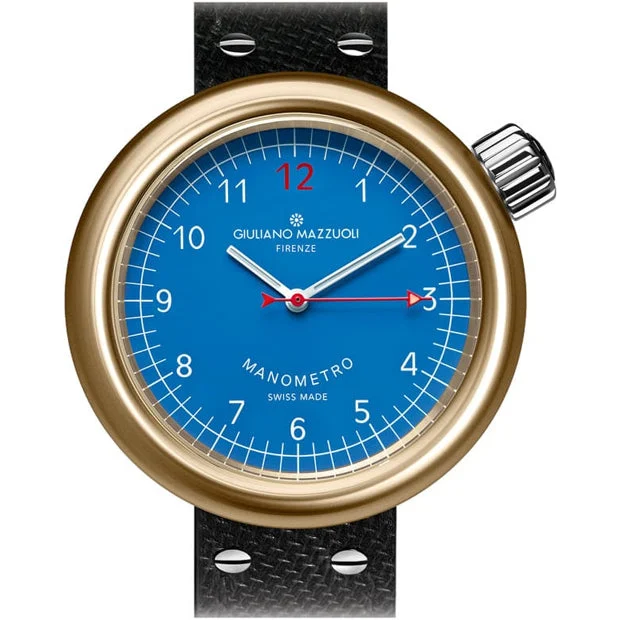 Giuliano Mazzuoli Manometro Blue Bronze Compressed MBCP03N kol saati