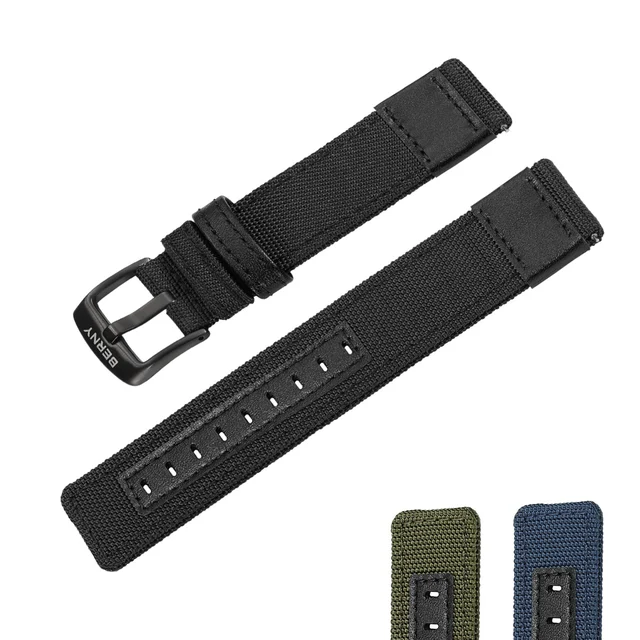 BERNY Nylon Quick Release Woven Watch Strap CS20-BKCG-CBK kol saati