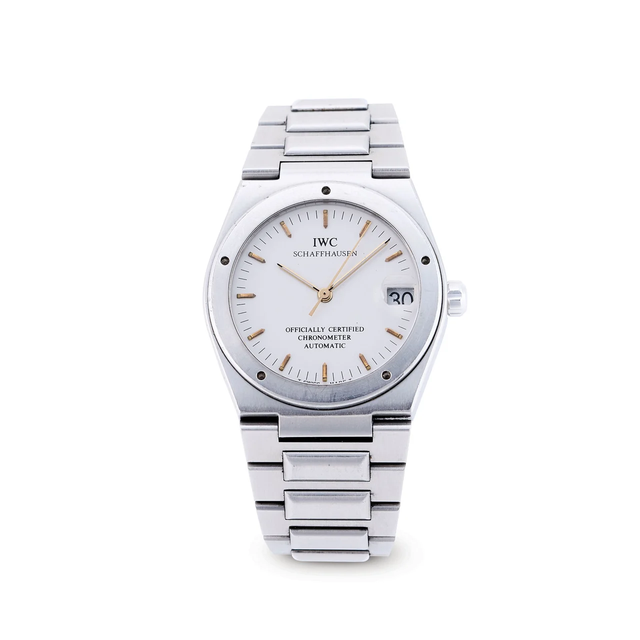 IWC IWC REF. 3521 AUTOMATIC STEEL Fine and rare, self-winding, stainless steel wristwatch with date. kol saati