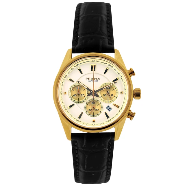Prisma Decade Leather Gold Chronograph Women Prisma P.2069 Decade Leather Gold Chronograph