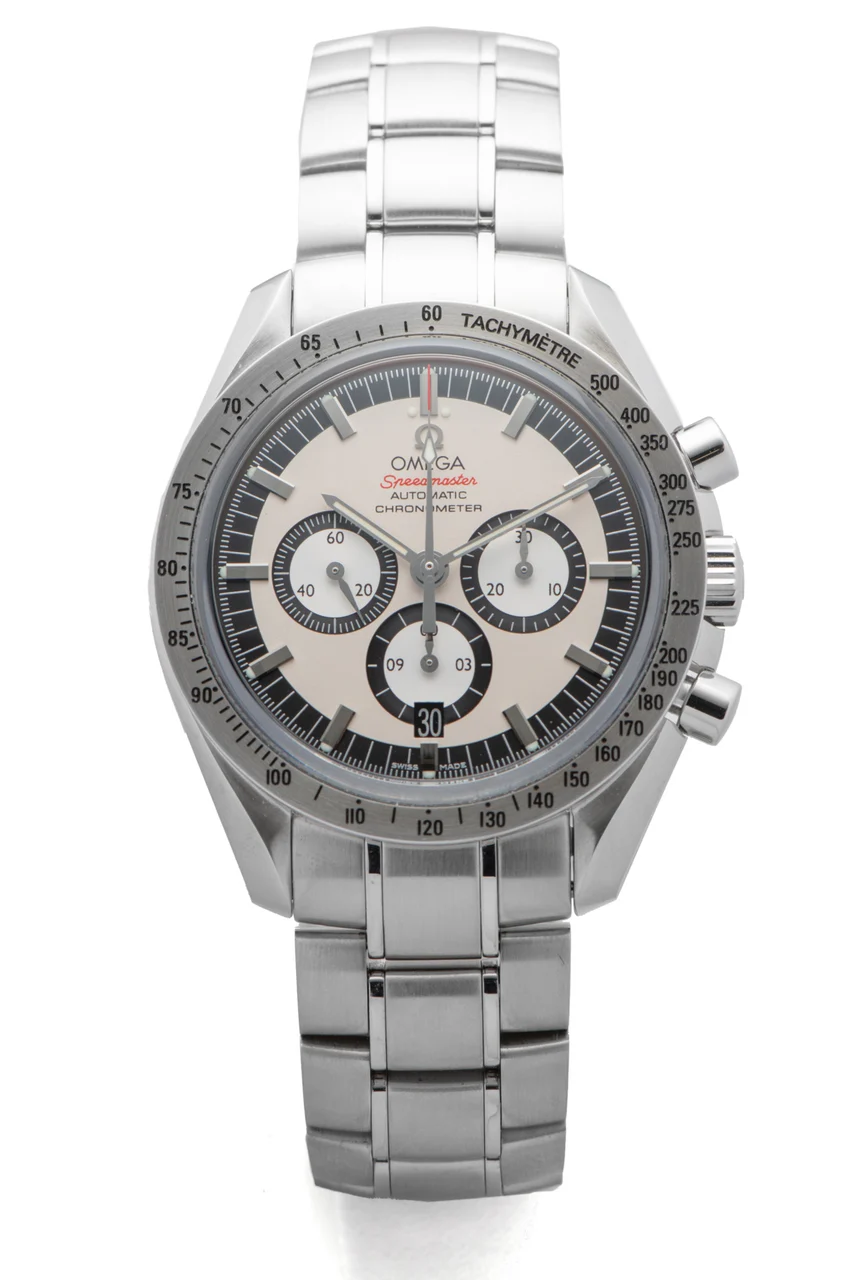 OMEGA OMEGA, REF. 35063100, SPEEDMASTER, MICHAEL SCHUMACHER THE LEGEND COLLECTION, STEEL kol saati