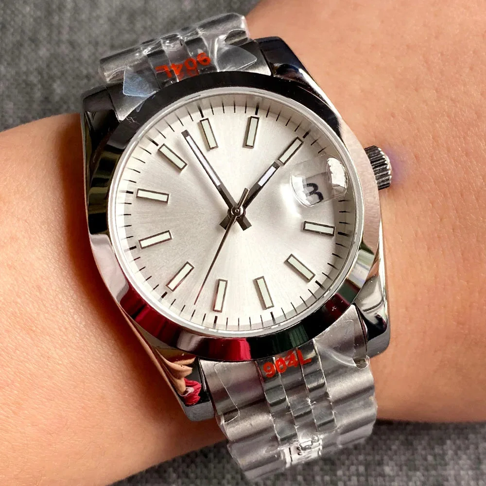 Tandorio Explorer Watch TD110S NH35A Movt 36MM 39mm 5ATM Sapphire Dress 14:10#Gray dial jubilee;5:57000035#36mm-glass back 39 mm kol saati