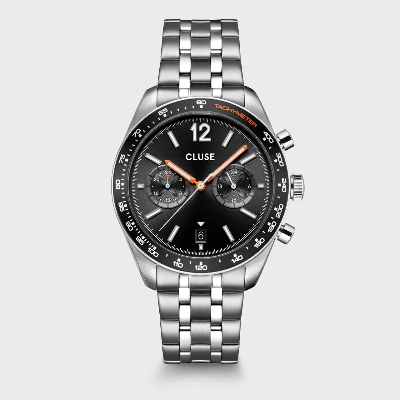 CLUSE Aravis Dual Timer Watch Steel, Black, Silver Colour CW25603 40.5 mm kol saati