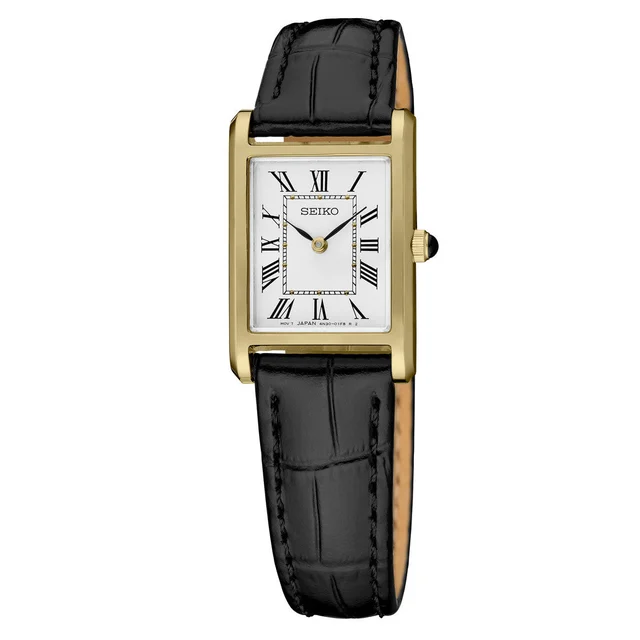 Seiko Classic Goldtone Thin Quartz Dress Watch with Sapphire Crystal #SWR108 kol saati