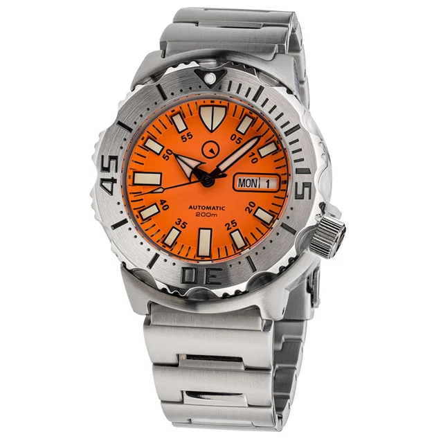 Islander Orange Dial Automatic Dive Watch with AR Double Dome Sapphire Crystal, and 120-cl
