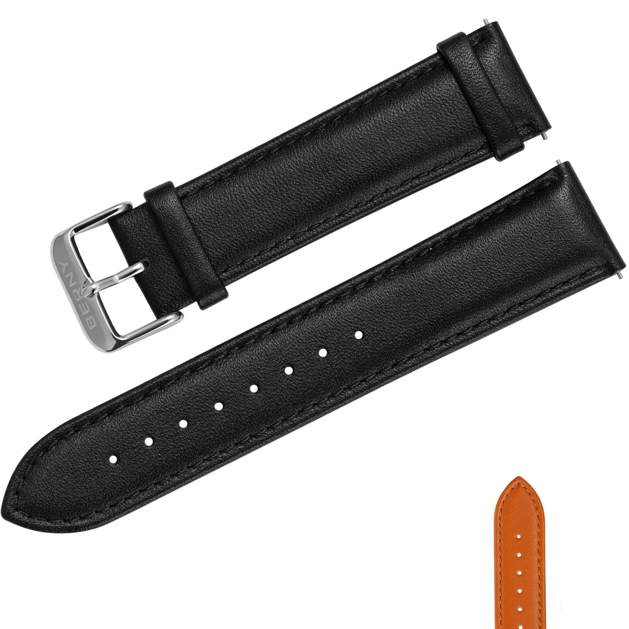 BERNY Genuine Leather Quick Release Watch Strap LS16-BKPG-CSS kol saati