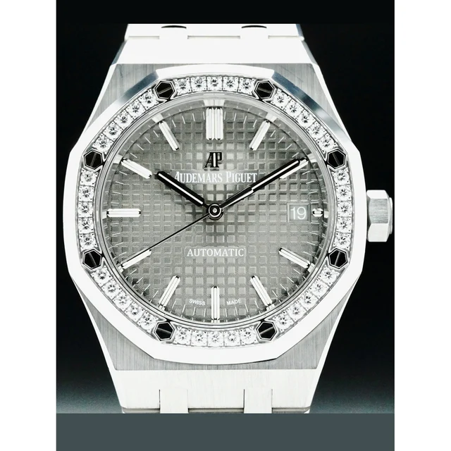 Audemars Piguet Royal Oak 37mm Gray Dial Diamond Bezel 210000067763 kol saati