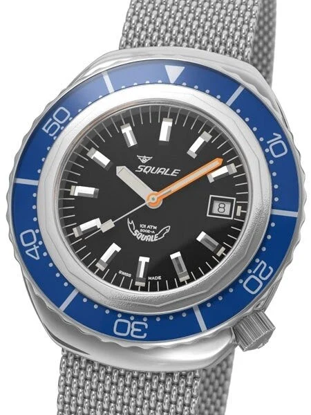 Squale meter Professional Swiss Automatic Dive watch with Sapphire Crystal #2002BL-S kol saati