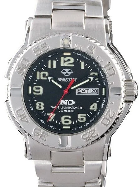 Reactor Trident 200 Meter Dive Watch with Never Dark Illumination and SS Case #59001 40 mm kol saati