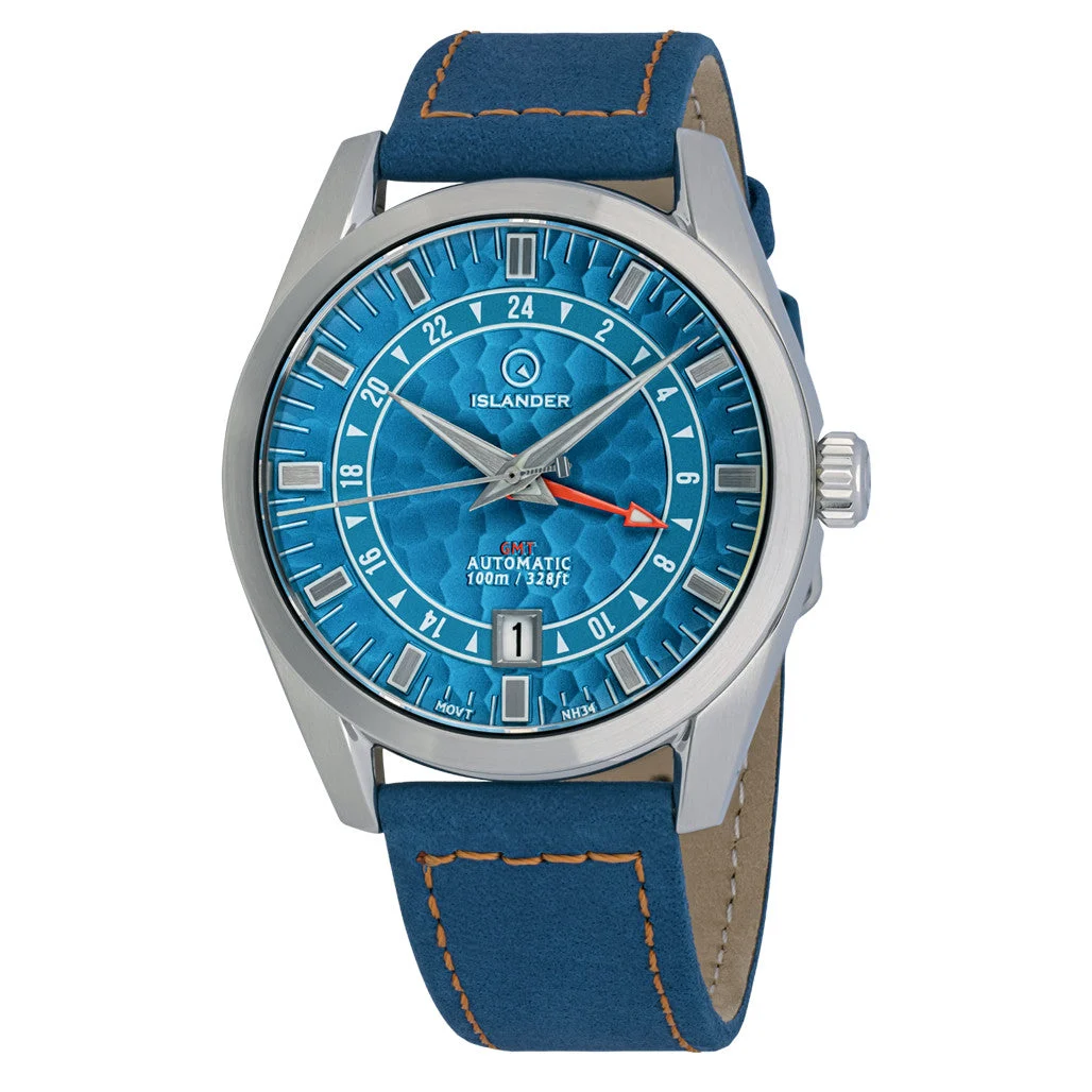 Islander Melville GMT with Blue Hammer Dial #ISL-222 47.5 mm kol saati