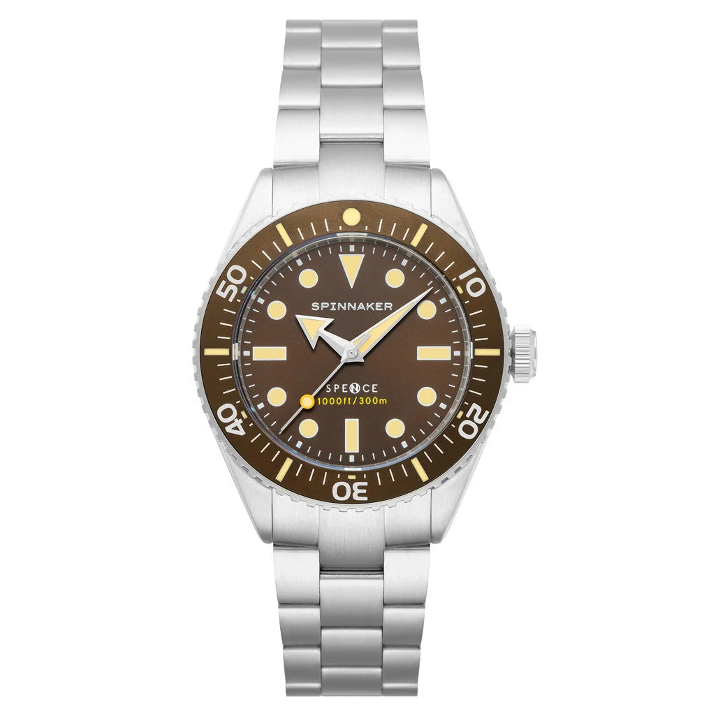 Spinnaker Spence 300 Automatic "Thin" Dive Watch with Hickory Brown Dial #SP-5097-33 48 mm kol saati