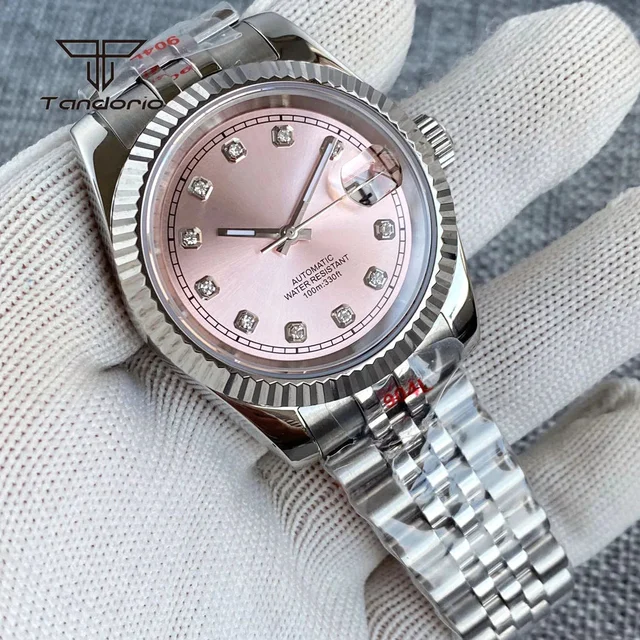 Tandorio Datejust TD151 Sapphire Pink Sunburst 36mm 39mm NH35 Diamond Marksmm 14:100013777