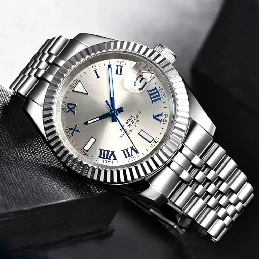 Tandorio Watches Rome DateJust Watch Tandorio TD136R 36mm 39mm Roman Numbers NH35 Automatic Sapphire 200M Waterproof Luminous 1005008970442938-silver rose gold-39mm-glass back 39 mm kol saati