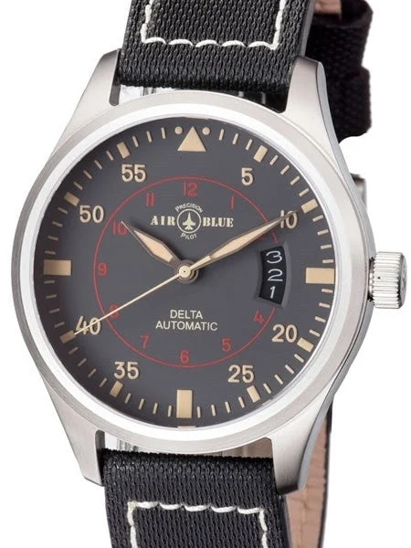 Air Blue Delta Automatic Pilot Watch with 44mm Case, Sapphire Crystal #DELTAAUTOSSGREY 44 mm kol saati