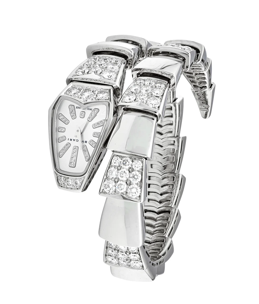 Bulgari BULGARI REF. 101787, BULGARI SERPENTI SCAGLIE 18K WHITE GOLD WITH DIAMONDS AND MOTHER OF PEARL, NOS, ORIGINAL SET AND ITALIAN WARRANTY kol saati